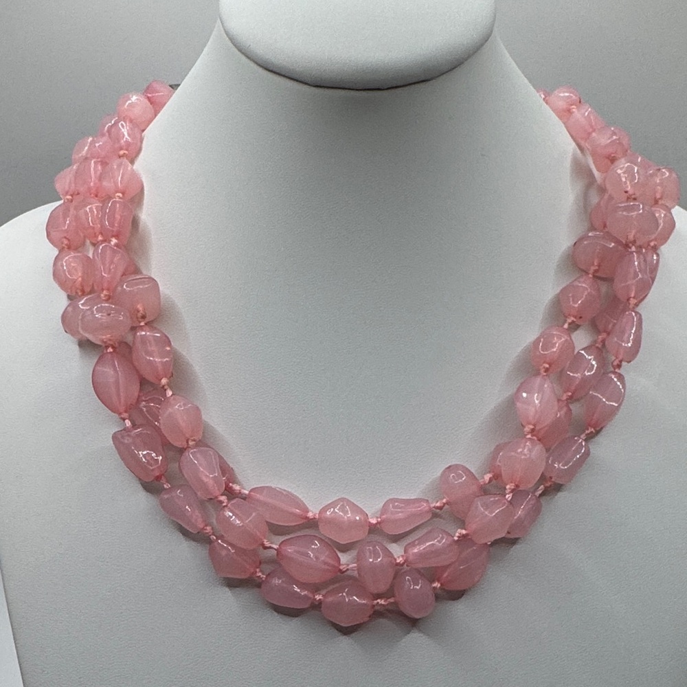 Charming Charlie Blush Pink 3 Strand Layered Necklace - Picture 2 of 5